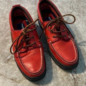 RALPH LAUREN Red Leather Loafers